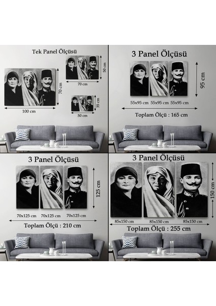 Atatürk Portre Tablosu Mustafa Kemal Atatürk Dikdörtgen Dekoratif Kanvas TABLO-FL-136 indirimleri