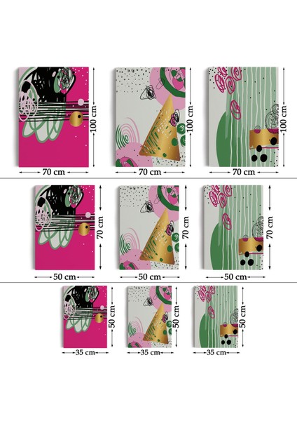 Soyut Sürreal Şekiller Dekoratif Duvar Tablosu Üçlü SET-ER-116 fırsatları