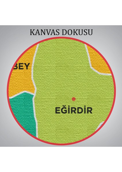 Isparta Ili ve Ilçeler Haritası Dekoratif Kanvas Tablo 1360