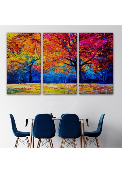 Sonbahar Ağaçları Yağlıboya Görünüm Dekoratif Kanvas Duvar TABLOSU-3459 modelleri