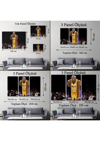 Kobe Bryant Los Angeles Lakers Kanvas Tablo / Black MAMBA-5149