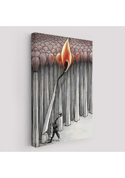 Bütün Uyuyanları Uyandırmaya Bir Uyanık Yeter Sürreal Duvar TABLOSU-6070