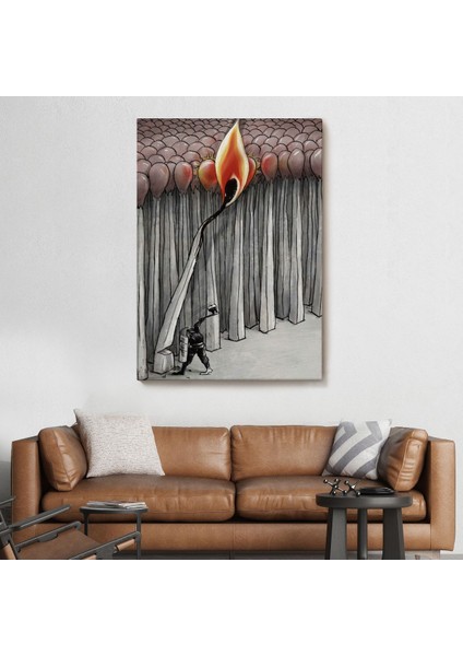 Bütün Uyuyanları Uyandırmaya Bir Uyanık Yeter Sürreal Duvar TABLOSU-6070 fiyatları