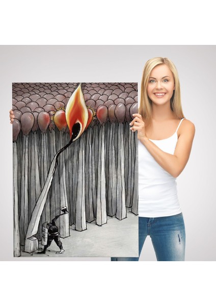 Bütün Uyuyanları Uyandırmaya Bir Uyanık Yeter Sürreal Duvar TABLOSU-6070 modelleri