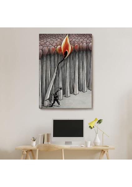 Bütün Uyuyanları Uyandırmaya Bir Uyanık Yeter Sürreal Duvar TABLOSU-6070