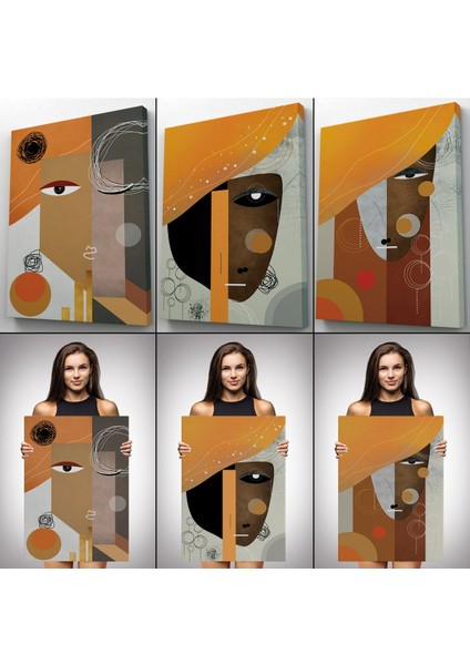 Soyut Sürreal Kadınlar Dekoratif Duvar Tablosu Üçlü Set-Dp-93 modelleri