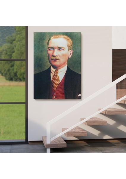 Atatürk Portre Tablosu Mustafa Kemal Atatürk Dikdörtgen Dekoratif Kanvas Tablo-Cs-69 fırsatları
