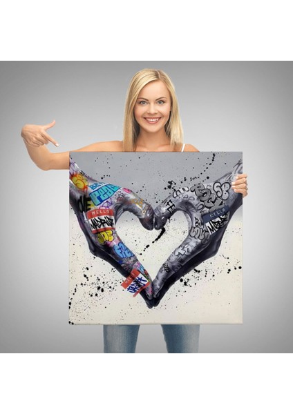 Graffiti Kalp Burcu Eller, Banksy Posteri, Kanvas Tablo, Pop ART-5343 modelleri