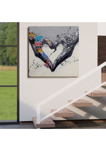 Graffiti Kalp Burcu Eller, Banksy Posteri, Kanvas Tablo, Pop ART-5343 fırsatları