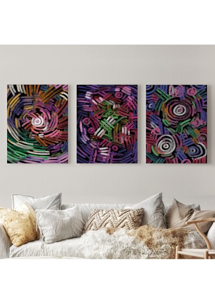 Soyut Sürreal Şekiller Dekoratif Duvar Tablosu Üçlü SET-EŞ-118 fiyatları