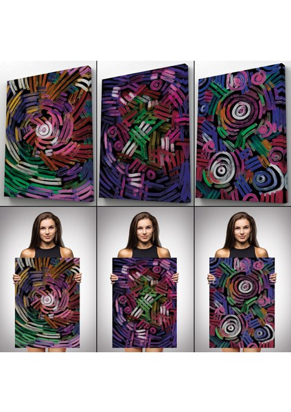 Soyut Sürreal Şekiller Dekoratif Duvar Tablosu Üçlü SET-EŞ-118 modelleri