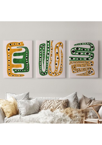 Renkli Soyut Şekiller Dekoratif Duvar Tablosu Üçlü SET-EV-122 fiyatları