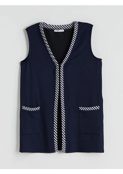 Lcw Grace V Yaka Çizgili Kadın Yelek (W5)