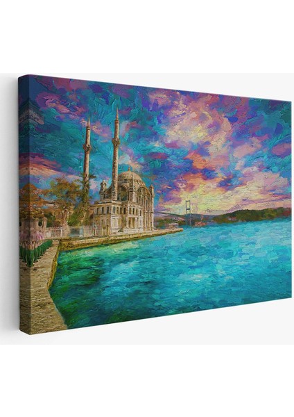 Fırça Darbeleri ile Soyut Yağlıboya Görünüm Dekoratif Kanvas Duvar Tablosu(Tek PARÇA)-3760