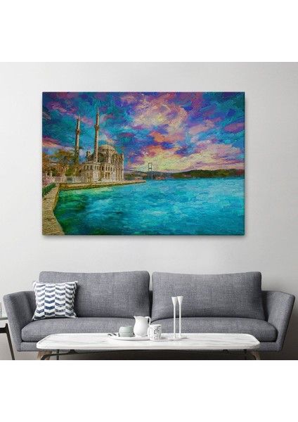 Fırça Darbeleri ile Soyut Yağlıboya Görünüm Dekoratif Kanvas Duvar Tablosu(Tek PARÇA)-3760 fiyatları