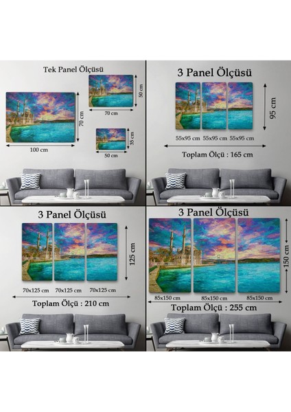 Fırça Darbeleri ile Soyut Yağlıboya Görünüm Dekoratif Kanvas Duvar Tablosu(Tek PARÇA)-3760