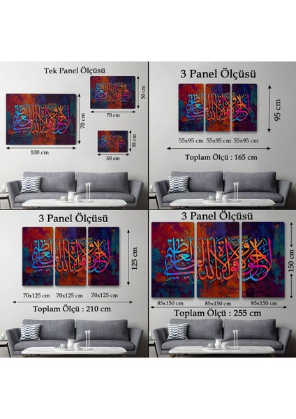 Allahın Herseye Gücü Yeter Yazılı Dekoratif Kanvas TABLO-3414