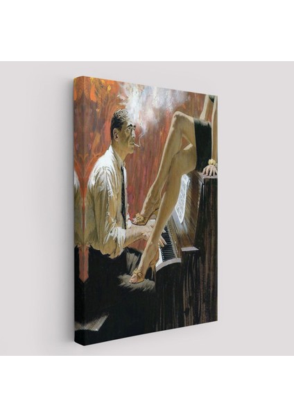 Piyano Çalan Adam ve Kadın Duvar TABLOSU-6191