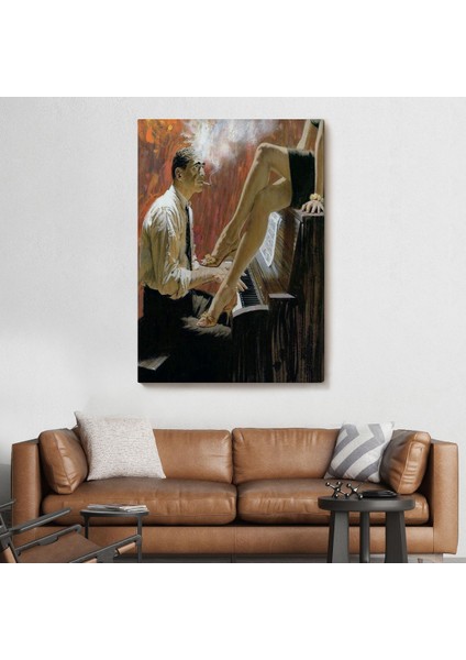 Piyano Çalan Adam ve Kadın Duvar TABLOSU-6191 fiyatları