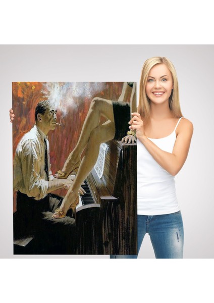Piyano Çalan Adam ve Kadın Duvar TABLOSU-6191 modelleri