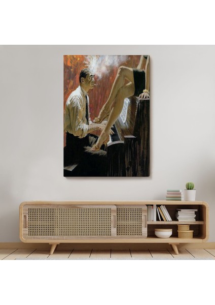 Piyano Çalan Adam ve Kadın Duvar TABLOSU-6191