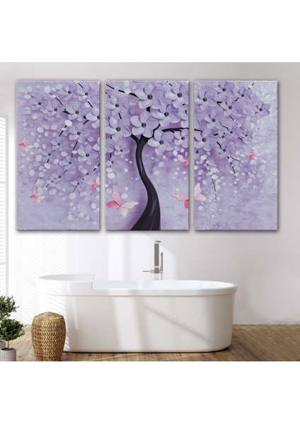 Mavi Inci Çiçekler ve Kelebekler Dekoratif Kanvas Duvar TABLOSU-3738 modelleri