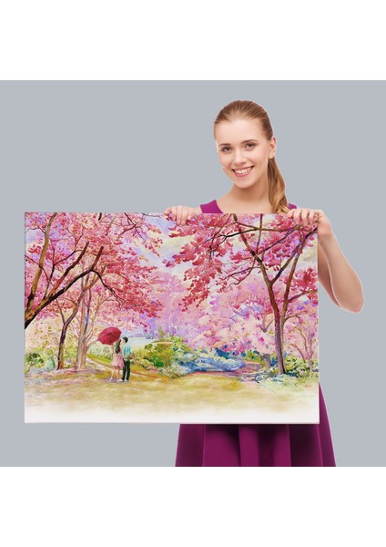 Sakura Ağacının Altındaki Sevgililer Kanvas TABLO-5082 fırsatları