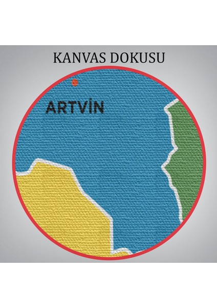 Artvin Ili ve Ilçeler Haritası Dekoratif Kanvas Tablo 1274
