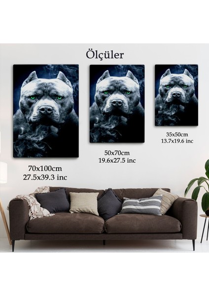 Pit Bull Yeşil Gözlü Amerikan Bully Köpek Kanvas TABLO-5259