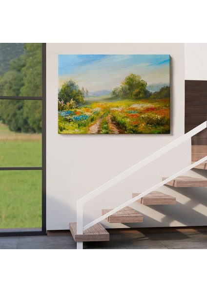 Çiçek Tarlası Yağlıboya Görünümlü Duvar TABLOSU-1203 indirimleri