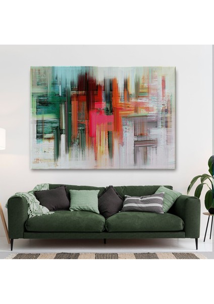 Fırça Darbeleri ile Soyut Yağlıboya Görünüm Dekoratif Kanvas Duvar TABLOSU-3758 fiyatları