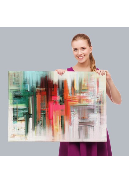 Fırça Darbeleri ile Soyut Yağlıboya Görünüm Dekoratif Kanvas Duvar TABLOSU-3758 fırsatları