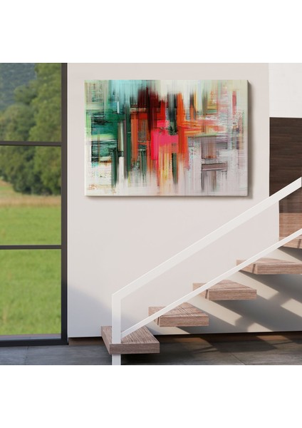 Fırça Darbeleri ile Soyut Yağlıboya Görünüm Dekoratif Kanvas Duvar TABLOSU-3758 indirimleri