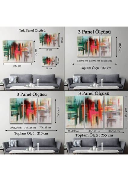 Fırça Darbeleri ile Soyut Yağlıboya Görünüm Dekoratif Kanvas Duvar TABLOSU-3758