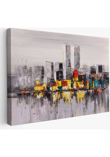 New York Şehir Manzarası Yağlıboya Görünüm Dekoratif Kanvas Duvar TABLOSU-3557