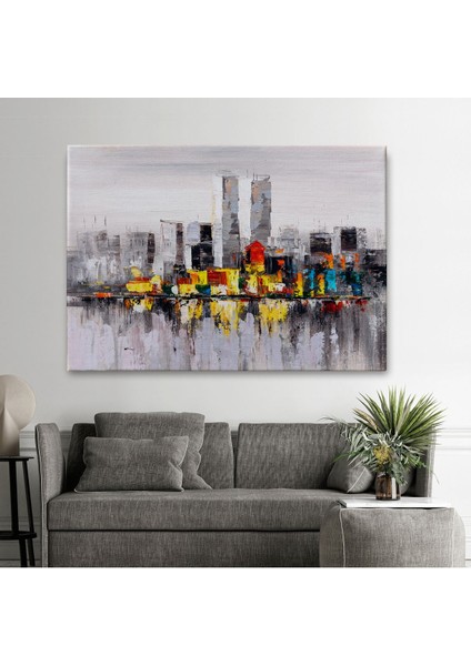 New York Şehir Manzarası Yağlıboya Görünüm Dekoratif Kanvas Duvar TABLOSU-3557 fiyatları