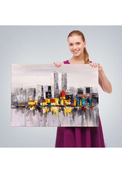 New York Şehir Manzarası Yağlıboya Görünüm Dekoratif Kanvas Duvar TABLOSU-3557 fırsatları