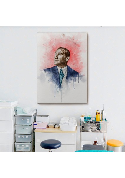 Mustafa Kemal Atatürk Suluboya Görünümlü Portresi Dekoratif Kanvas Tablo-Db-79 fiyatları