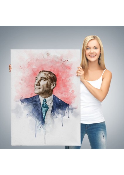 Mustafa Kemal Atatürk Suluboya Görünümlü Portresi Dekoratif Kanvas Tablo-Db-79 modelleri