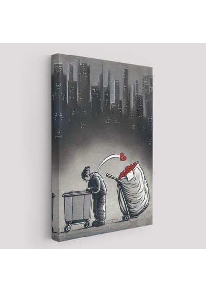 Şehirdeki Kırık Kalpleri Toplayan Çöpçü Duvar TABLOSU-6104