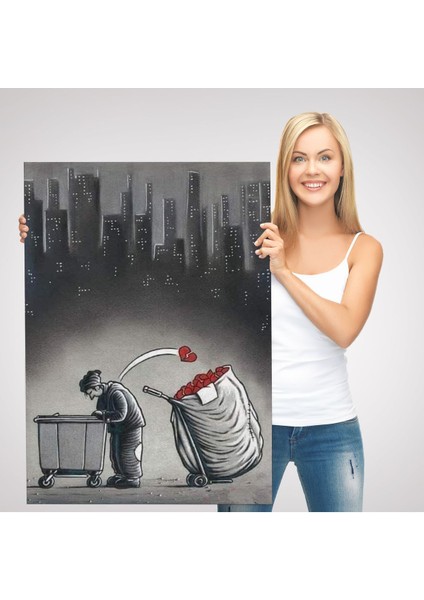 Şehirdeki Kırık Kalpleri Toplayan Çöpçü Duvar TABLOSU-6104 modelleri