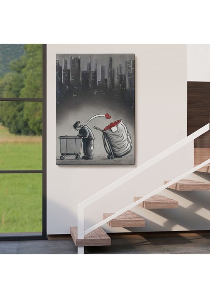 Şehirdeki Kırık Kalpleri Toplayan Çöpçü Duvar TABLOSU-6104 fırsatları