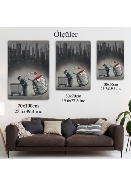 Şehirdeki Kırık Kalpleri Toplayan Çöpçü Duvar TABLOSU-6104 indirimleri