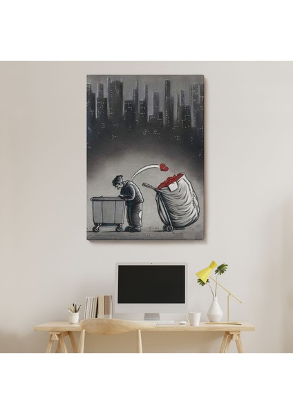 Şehirdeki Kırık Kalpleri Toplayan Çöpçü Duvar TABLOSU-6104