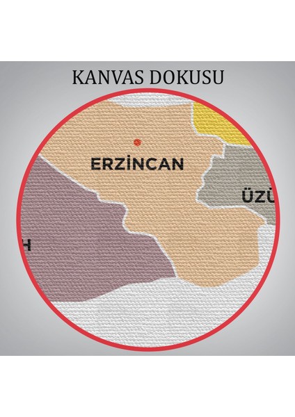Erzincan Ili ve Ilçeler Haritası Dekoratif Kanvas Tablo 1334