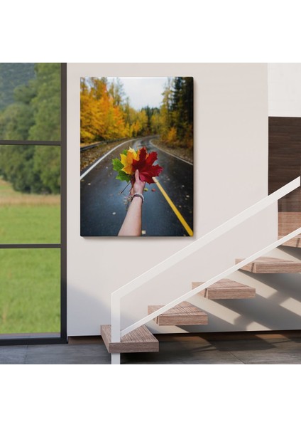 Sonbaharın Renkli Yaprakları ve Yol Manzarası Duvar TABLOSU-6089 fırsatları