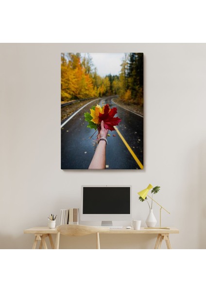 Sonbaharın Renkli Yaprakları ve Yol Manzarası Duvar TABLOSU-6089