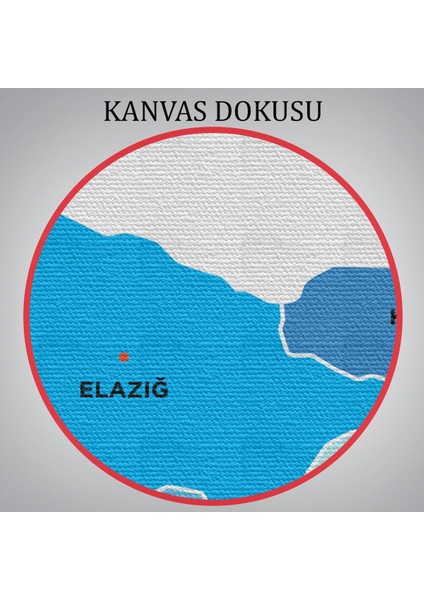 Elazığ Ili ve Ilçeler Haritası Dekoratif Kanvas Tablo 1332