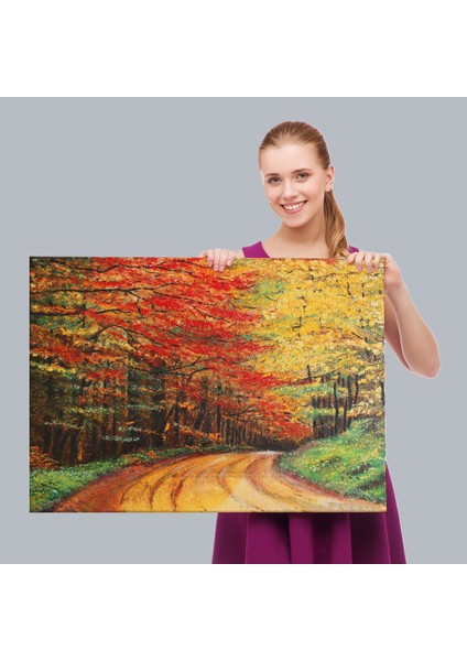 Orman Yolu Yağlıboya Görünüm Dekoratif Kanvas Duvar TABLOSU-3764 fırsatları