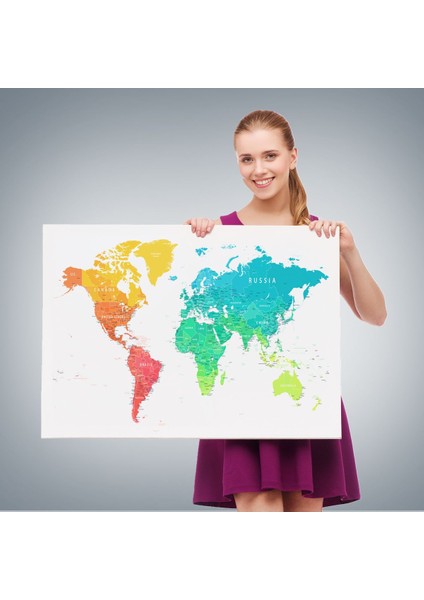Dünya Haritası Dekoratif Kanvas Tablo 1108 fırsatları